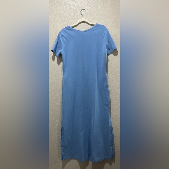 Vintage Y2K Bobbie Brooks Maxi Dress 12/14 Blue Island Graphic Short Sleeve - Picture 3 of 11